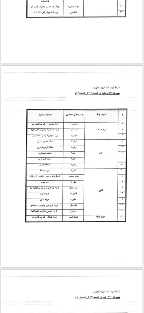 جدول قطع الكهرباء (36)