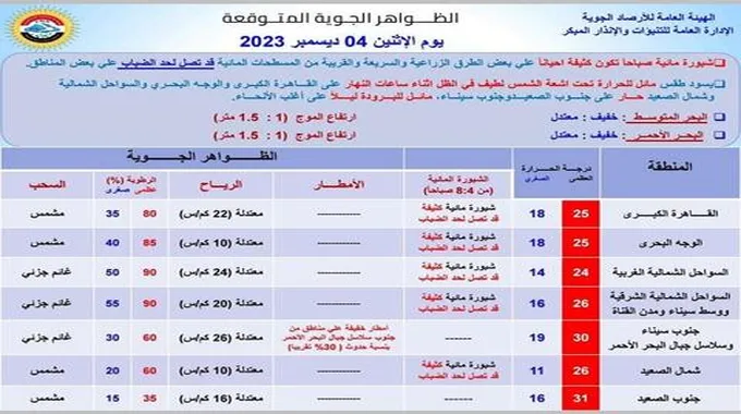 أمطار خفيفة.. الأرصاد تكشف تفاصيل طقس الساعات