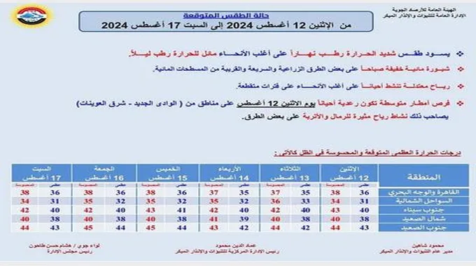 أمطار رعدية وسيول.. الأرصاد تكشف تفاصيل طقس الـ