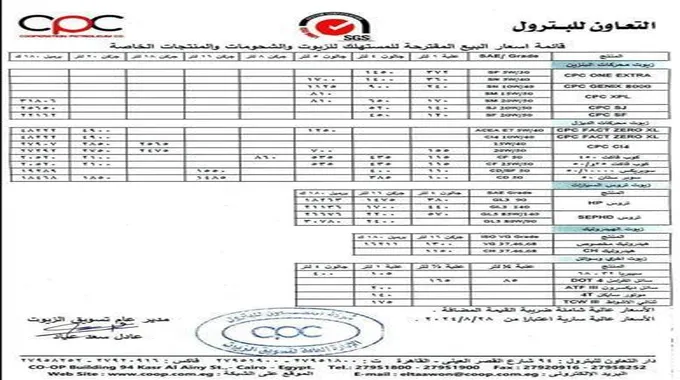 زيادة أسعار زيوت التعاون للسيارات.. قائمة رسمية