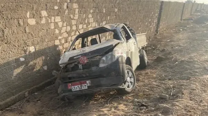 حادث انقلاب سيارة نصف نقل في البحيرة