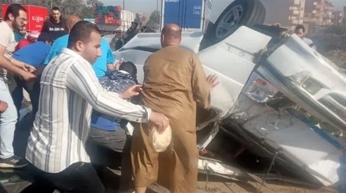 حادث انقلاب ميكروباص في المنوفية