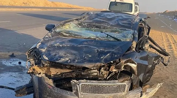 حادث تصادم ميكروباص في طريق القاهرة السويس